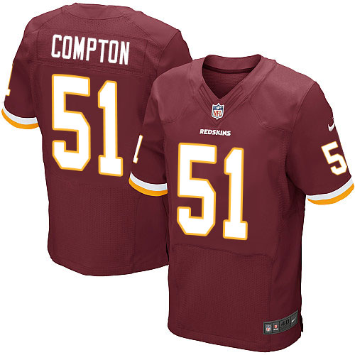 Men's Elite Will Compton Nike Jersey Burgundy Red Home - #51 NFL Washington Redskins